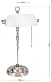 Veioza/Lampa de masa stil clasic HARVARD H-53cm satin/alb