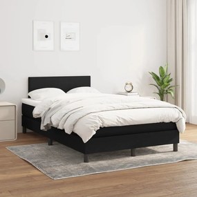 vidaXL Pat box spring cu saltea, negru, 120x200 cm, textil