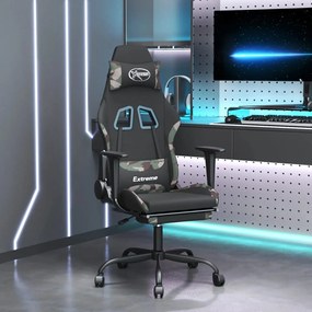 345490 vidaXL Scaun de gaming cu suport picioare, negru și camuflaj, textil