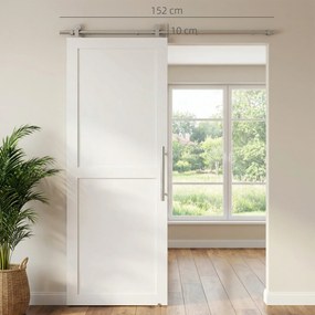 HOMCOM 152CM Kit feronerie ușă culisantă tip hambar, șină pentru ușă lățime 76 cm, grosime 30 mm, argintiu | Aosom Romania