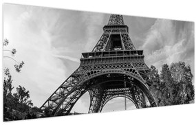 Tablou - Turnul Eiffel, alb-negru (120x50 cm)