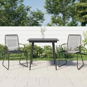 3060267 vidaXL Set cu masă pentru grădină, 3 piese, negru, ratan PVC