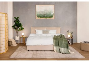 Pat matrimonial bej tapițat cu spațiu de depozitare cu somieră 160x200 cm Myra Pillow – Bonami Selection