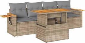 vidaXL Set canapele de grădină cu perne 5 piese bej poliratan/acacia