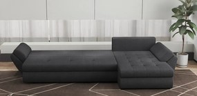 Colțar extensibil dumonde cu ladă de depozitare si sezut confortabil din spuma high-density, Loana XL Enjoy Grafit 335x185 cm