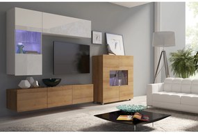 Mobilier living Calabria C3 (Alb + Stejar auriu) (fără iluminat). 1051595