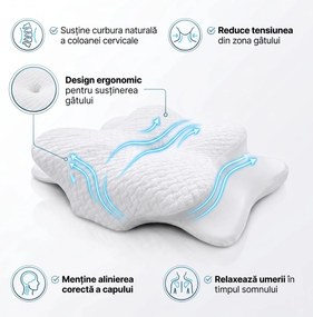 Perna cervicala ortopedica CERVI-SAN Confort memory foam fermitate moale, Alb