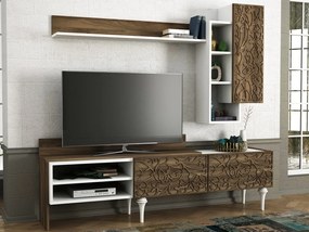 Comoda TV Lenti - Alb, Walnut