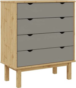 vidaXL Dulap cu sertar OTTA, maro/gri, 76,5x39,5x90 cm, lemn masiv pin