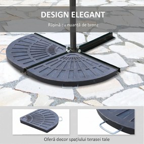 Outsunny Set 2 Greutăţi pentru Umbrelă de 28 kg cu Design în Evantai şi Mâner, 66x47x4.2 cm, Bronz | Aosom Romania