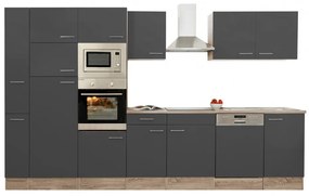 Mobilă de bucătărie Yorki 370, corp din stejar sonoma, cu față antracit satinat