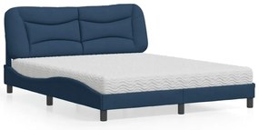 vidaXL Pat cu saltea, albastru, 160x200cm, material textil