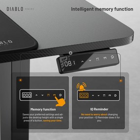 Birou reglabil pe înălțime Diablo X-Tensio 1100 negru