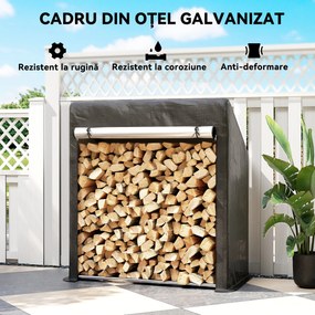 Outsunny Suport de Lemne de Exterior din Oțel cu Acoperire Impermeabilă 100x60x110 cm | Aosom Romania