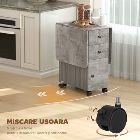 HOMCOM Masă Rabatabilă pentru Maxim 6 Persoane cu 2 Sertare, Dulap și Raft Posterior, 120x60x76.5 cm, Alb | Aosom Romania