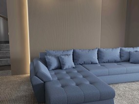 Colțar extensibil dumonde cu ladă de depozitare si sezut confortabil din spuma high-density, Loana XL Enjoy Albastru 335x185 cm