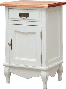 Noptiera, L46 36 H70 cm, alb antichizat natur, lemn masiv