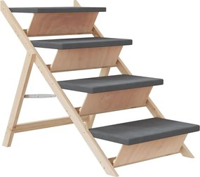 vidaXL Scară pentru câini, gri, 105x47 cm, lemn masiv de brad