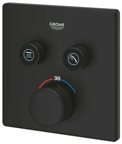 Baterie dus negru mat Grohe Grohtherm SmartControl termostatica patrata 2 iesiri