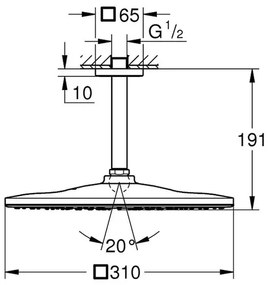 Palarie si brat de dus Grohe Rainshower Mono Cube 310 auriu periat Cool Sunrise cu 1 functie