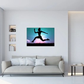 Tablou cu silueta feminină sărind (90x60 cm)