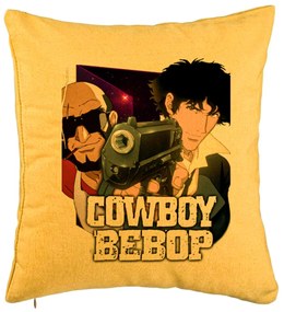 Perna Decorativa cu Cowboy Bebop 3, 40x40 cm, Galben, Husa Detasabila, Burduf