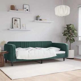 354095 vidaXL Cadru de pat, verde închis, 100x200 cm, catifea