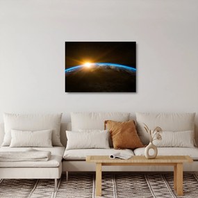 Tablou pe sticlă - Planeta Pământ și univers (70x50 cm)