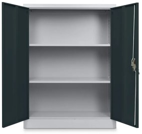 Dulap metalic universal mediu, 90 x 40 x 120 cm, încuietoare cilindru, antracit - ral 7016