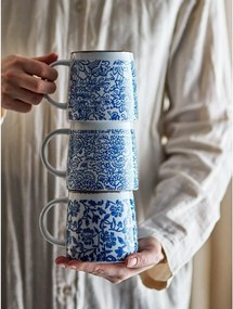 Căni albe/albastre 3 buc. din gresie ceramică Molly – Bloomingville