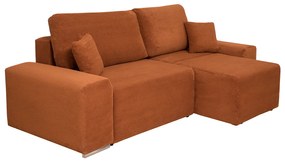 Coltar Canapea YORK extensibil, cu arcuri si lada depozitare, colt interschimbabil, caramiziu, 260x150x80 cm