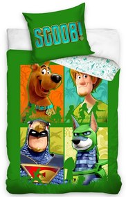 Lenjerie din bumbac, pentru copii, Scooby DooCei patru verzi, 140 x 200 cm, 70 x 90 cm