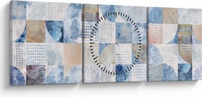Tablou - figuri geometrice pe perete (cu ceas) (90x30 cm)