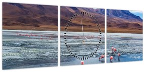 Tablou - Flamingo (cu ceas) (90x30 cm)