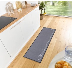 Covor tip traversă Zala Living The Kitchen is Open, 50 x 150 cm, gri