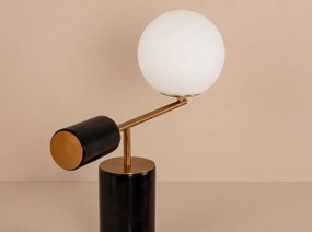 Lampa de masa din otel negru si marmura portelanata neagra