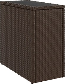 vidaXL Masă laterală grădină, blat sticlă, maro 58x27,5x55cm poliratan