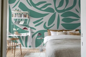 Fototapet, Abstract Leafs, Turquoise, Rebel Walls