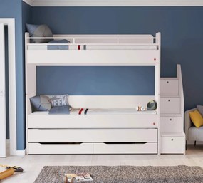 Pat etajat pentru copii Studio White, cu spatiu de depozitare ,   90x200 cm