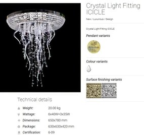 Lustra moderna Vision, Plafoniera eleganta Cristal Bohemia Exclusive ICICLE 01 – CH