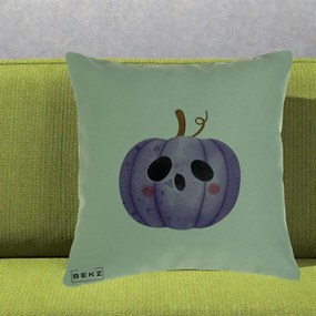 Perna Decorativa Dovleac Halloween Mov Kawaii, 40x40 cm, Verde, Husa Detasabila, Perna Inclusa, BEKZ®