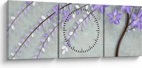 Tablou - ploaie violetă (cu ceas) (90x30 cm)