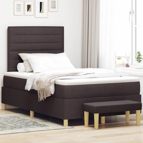 vidaXL Pat cu arcuri cu Saltea &amp; Bancă Maro Închis 120x190 cm Țesătură