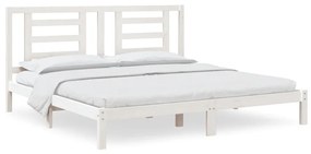 3104369 vidaXL Cadru de pat, alb, 200x200 cm, lemn masiv de pin