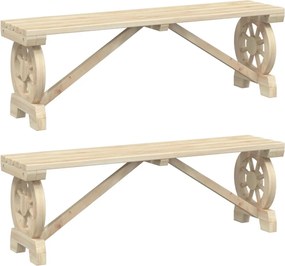 vidaXL Bănci de grădină, 2 buc., lemn masiv de brad