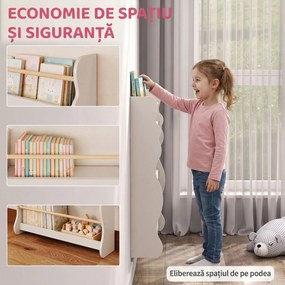 AIYAPLAY Bibliotecă Montessori pentru Copii 3-8 Ani, 3 Rafturi, 60x15x73 cm, pentru Cameră, Alb | Aosom Romania