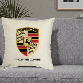 Perna Personalizata Porsche Stuttgart, 40x40 cm, Ecru, Husa Detasabila, Perna Inclusa, BEKZ®