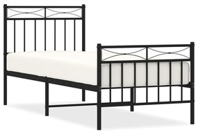 373700 vidaXL Cadru pat metalic cu tăblii de cap/picioare, negru, 80x200 cm