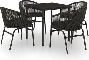 vidaXL Set de servit masa pentru grădină, 5 piese, negru