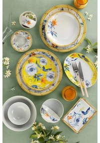 Set de veselă, 50 piese, porțelan, galben/albastru